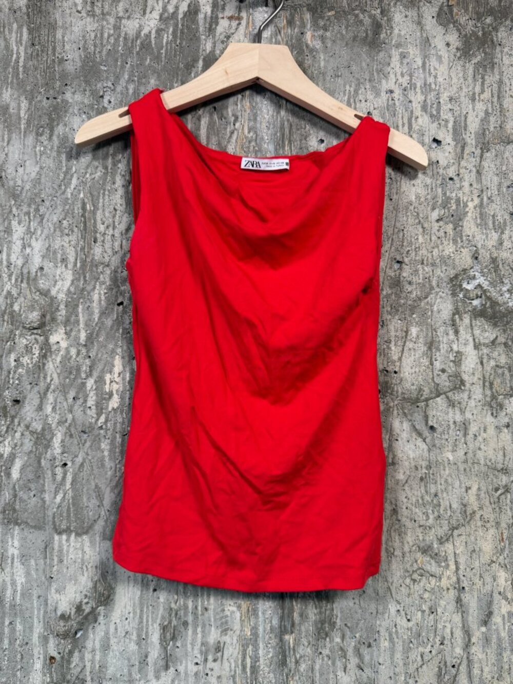 ZARA Women's High-Neck Polyamide Tank Top with Built-In Chest Lining Size S